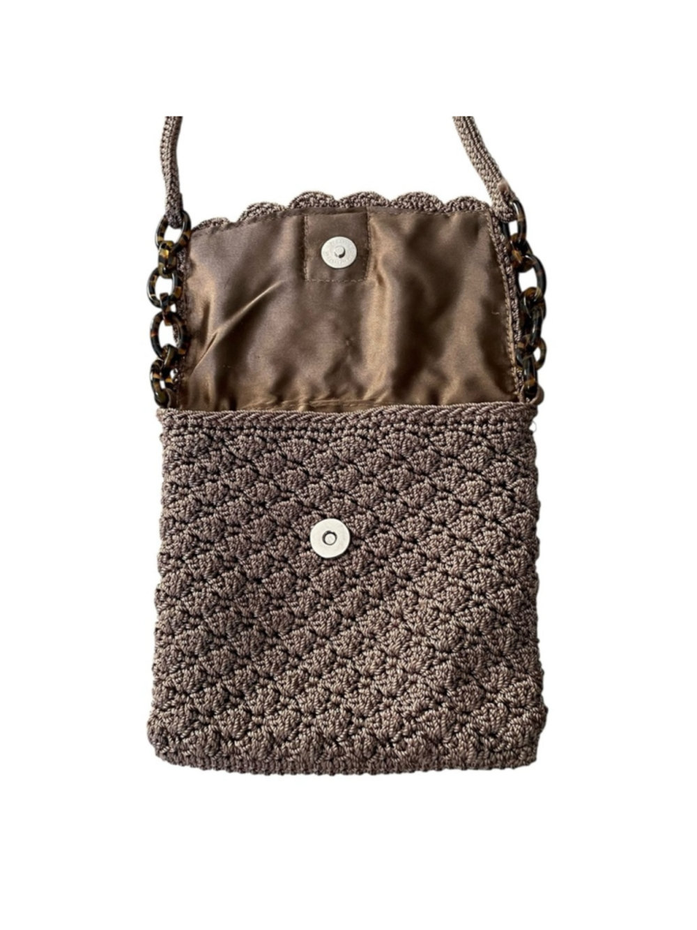 The Sak Crochet Mini Crossbody Bag Taupe Nutmeg - Picture 4 of 9